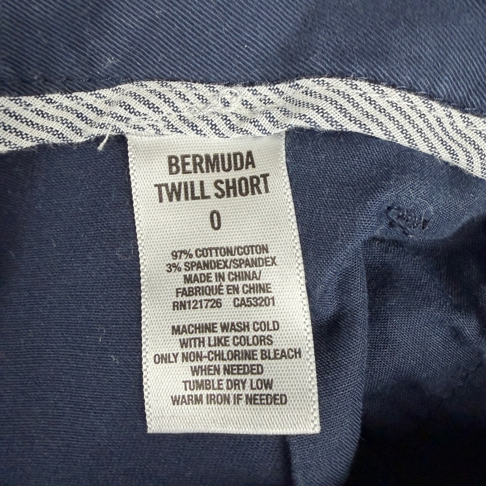 Aeropostale Bermuda Twill Shorts Navy Blue Size 0 Cotton Stretch Casual Mid Rise - Picture 5 of 6